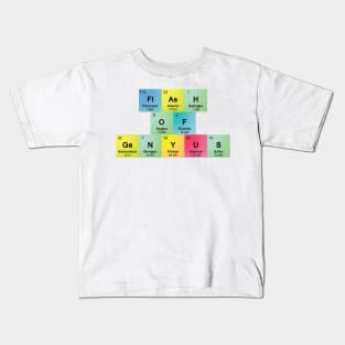 Flash of Genyus with Periodic Table Symbols Kids T-Shirt